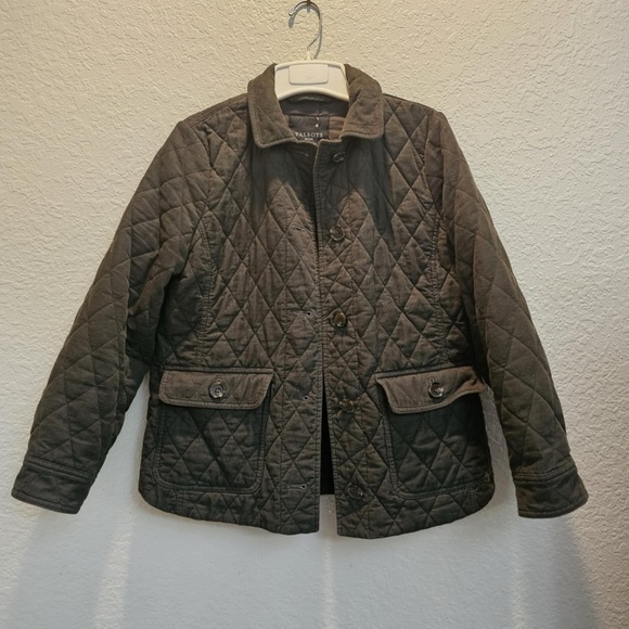 Talbots Barn Coat Women's Large Petite Medium Corduroy Quilted Plaid Cuff Jacket - Picture 1 of 7